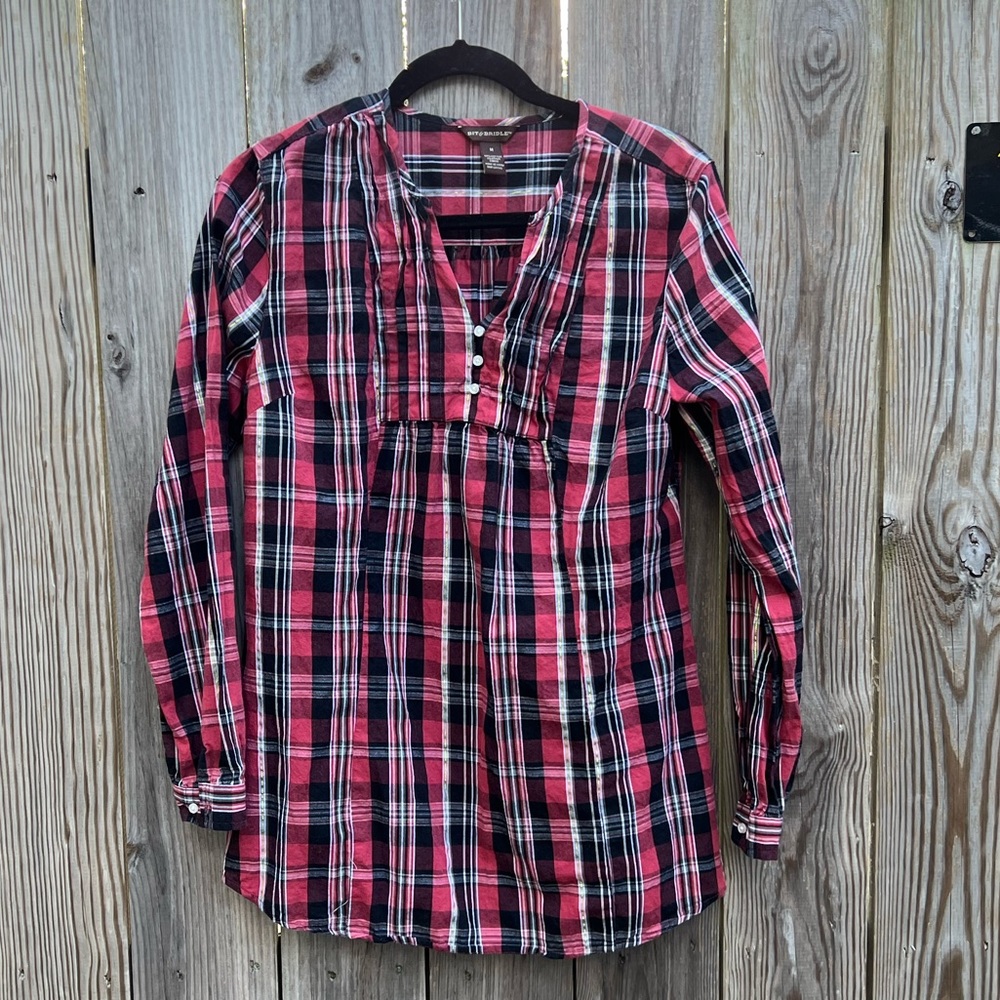 Bit & Bridle Plaid Tartan Tunic Style Top Women’s Medium